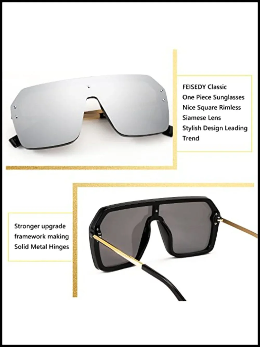 Rimless Shield Sunglasses UV400 Protection Retro Stylish Unisex